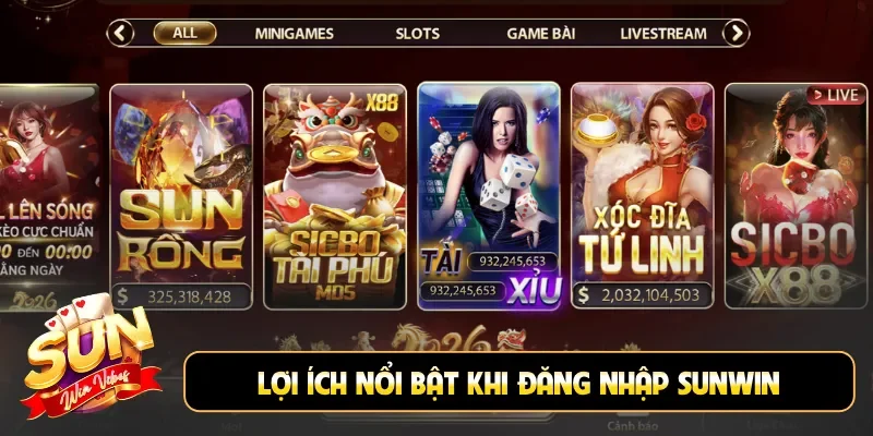 Lợi ích nổi bật khi đăng nhập Sunwin